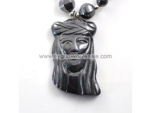 Hematite Jesus Head Pendant